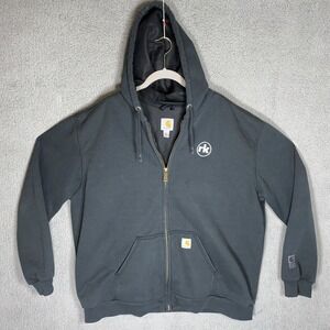 Carhartt Rain Defender Black Hoodie Full Zip TS0614-m Work Sweater XL Loose Fit